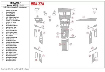 Mazda Mazda3 2010-2013 Full Set, Automatic Gear Interior BD Dash Trim Kit
