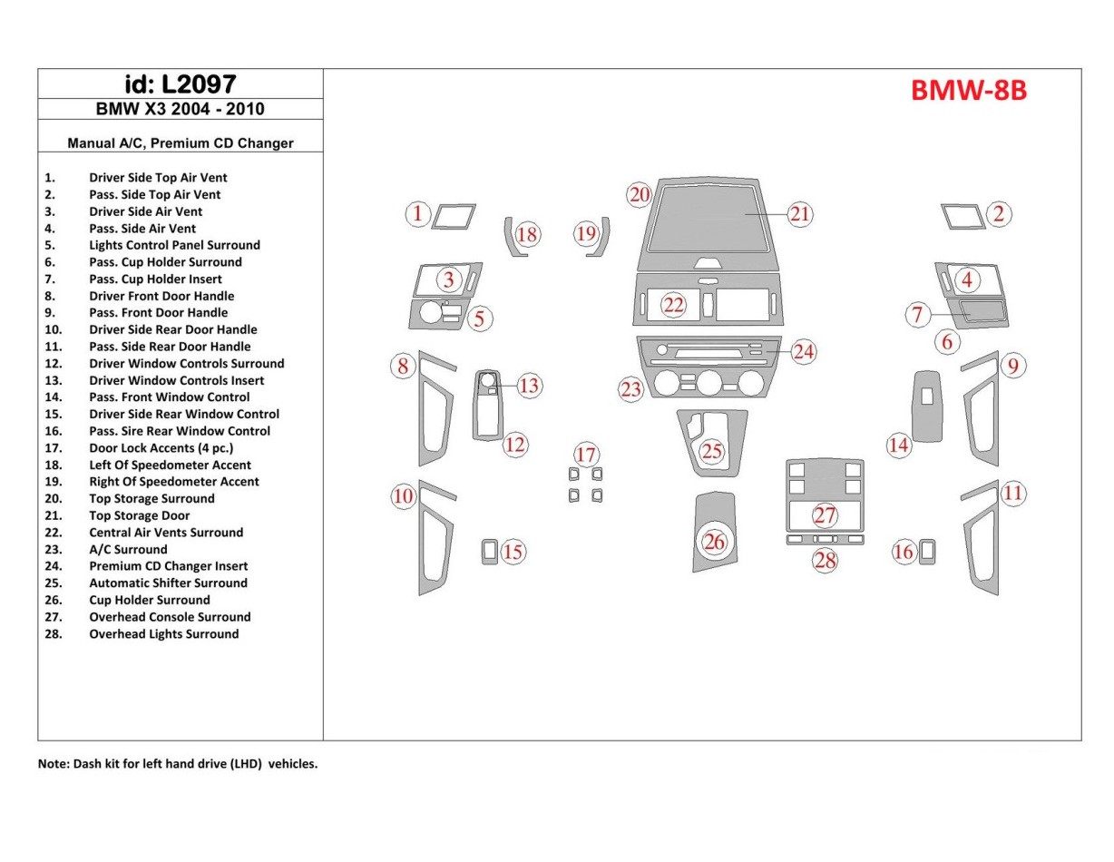 BMW X3 2004-2010 Aircondition, Premium CD changer Decor de carlinga su interior