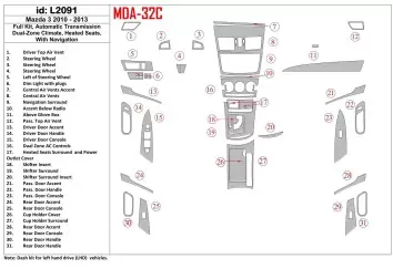 Mazda Mazda3 2010-2013 Full Set, Automatic Gear, two-zone climate control, Heated Seats Decor de carlinga su interior