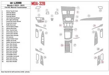 Mazda Mazda3 2010-2013 Full Set, Manual Gear Box Interior BD Dash Trim Kit