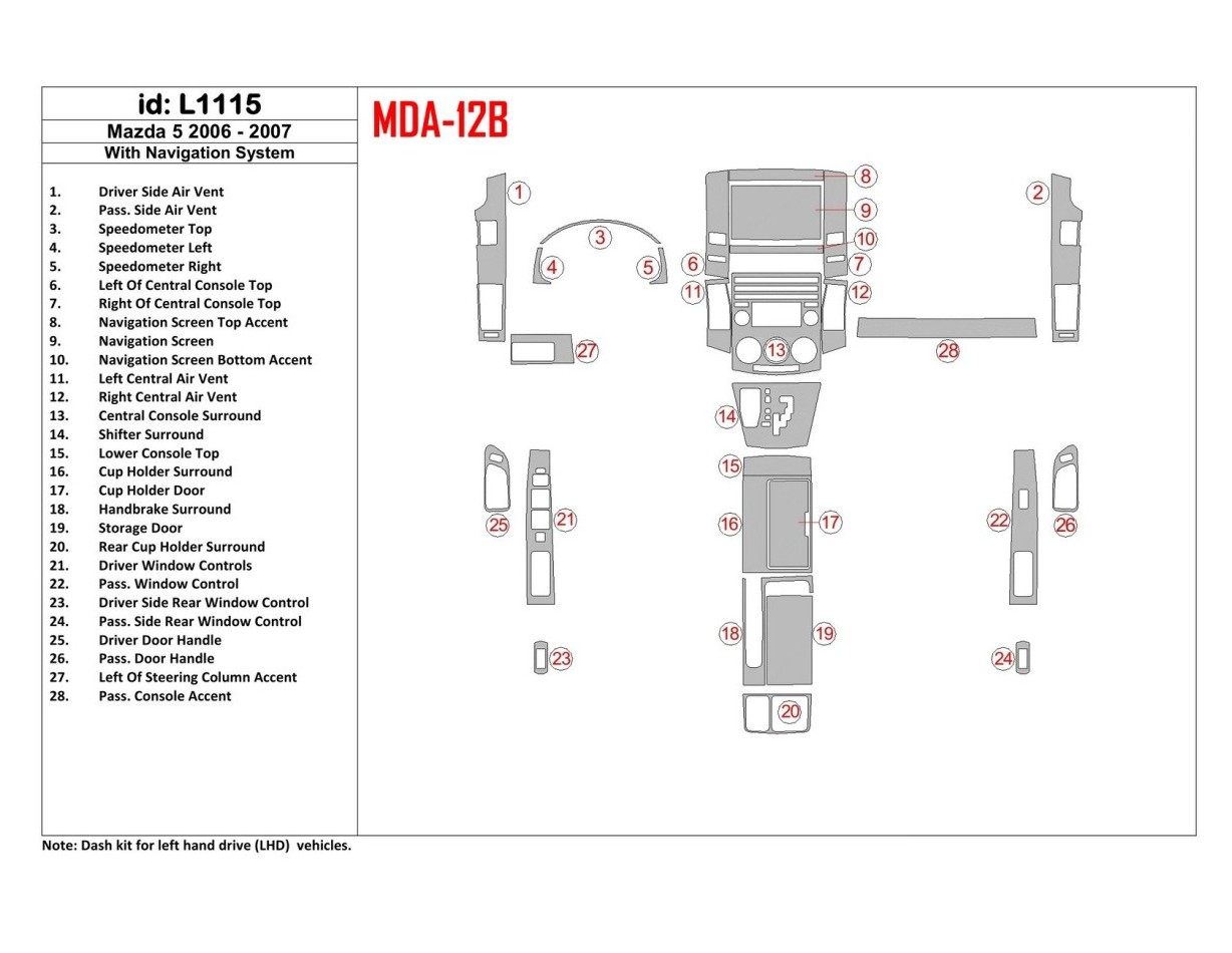 Mazda Mazda5 2006-2007 With NAVI BD innenausstattung armaturendekor cockpit dekor - 1- Cockpit Dekor Innenraum