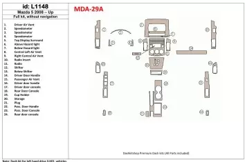 Mazda Mazda5 2008-UP Full Set, Without NAVI BD Interieur Dashboard Bekleding Volhouder
