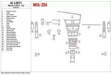 Mazda Mazda5 2012-UP Full Set BD Interieur Dashboard Bekleding Volhouder