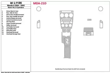Mazda Mazda6 2004-2005 Basic Set, 6 Cylinders BD Interieur Dashboard Bekleding Volhouder