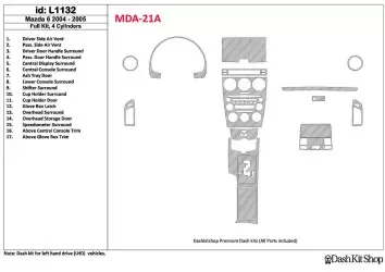 Mazda Mazda6 2004-2005 Full Set, 4 Cylinders BD Interieur Dashboard Bekleding Volhouder