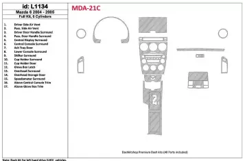 Mazda Mazda6 2004-2005 Full Set, 6 Cylinders Interior BD Dash Trim Kit