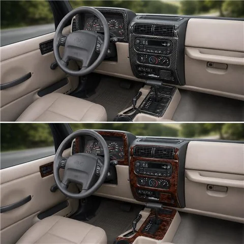Jeep Wrangler 2003 kit rivestimento cruscotto e interni 3D 14 pezzi 2