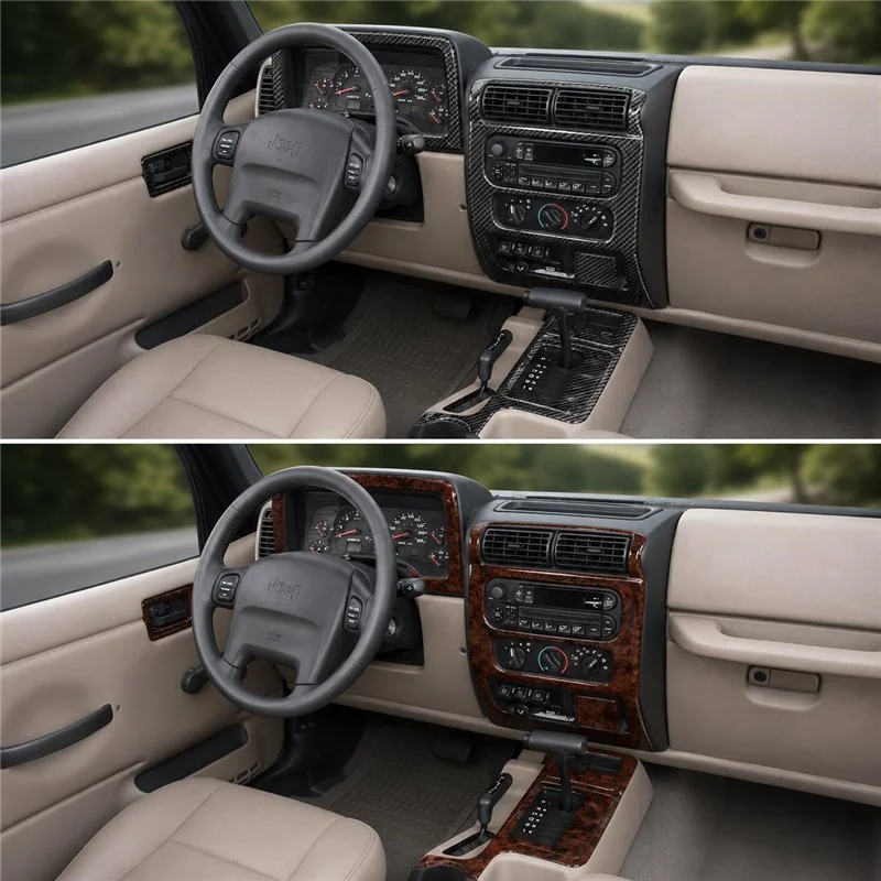 Jeep Wrangler 2003-2006 Full Set Interior Dashboard Trim Kit Dash Trim Dekor