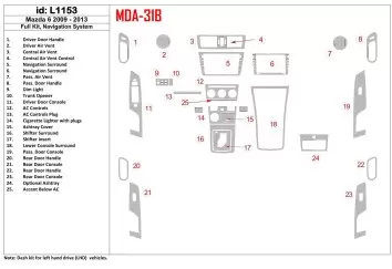 Mazda Mazda6 2009-UP Full Set, With NAVI system Interior BD Dash Trim Kit