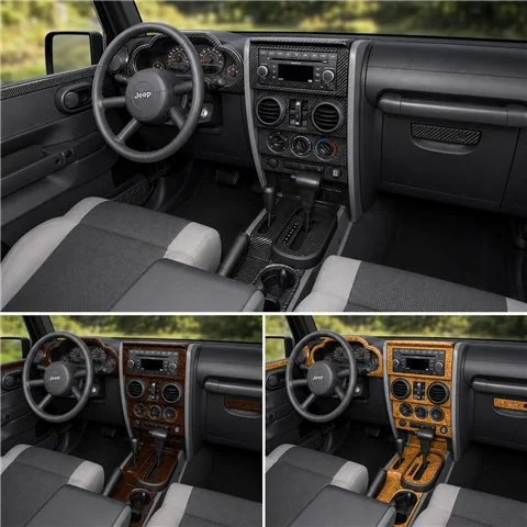 Jeep Wrangler 2007-2010 kit rivestimento cruscotto e interni 3D 11 pezzi 2
