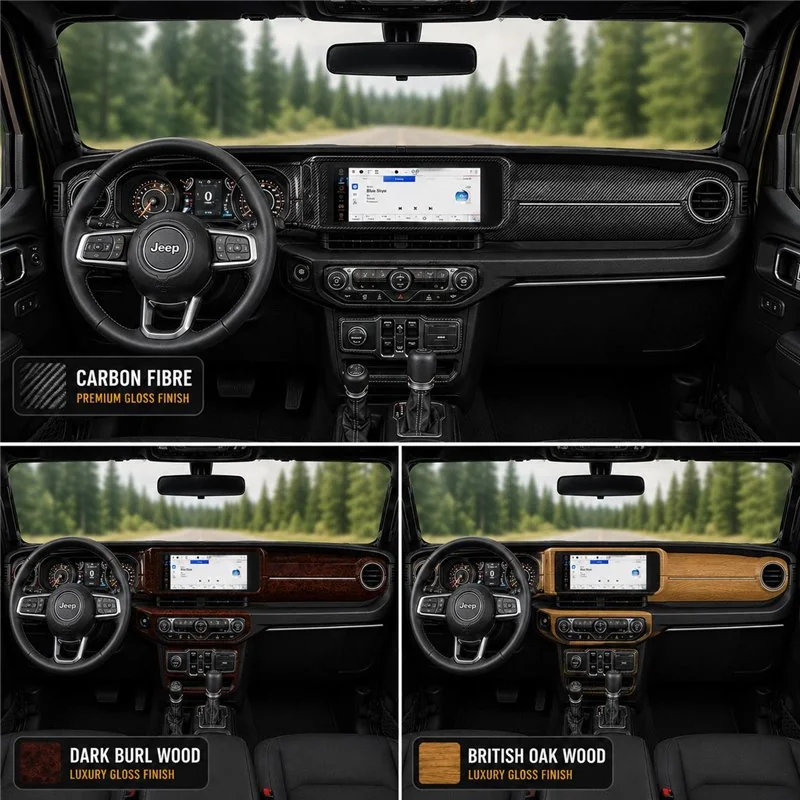 Jeep Wrangler Unlimited Rubicon 2024 kit de molduras interiores para salpicadero 35 piezas