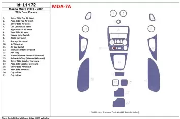 Mazda Miata 2001-2005 With Door panels, 21 Parts set Decor de carlinga su interior