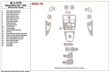 Mazda Miata 2001-2005 Without Door panels, 19 Parts set Decor de carlinga su interior