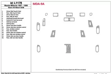 Mazda Milenia 1998-1998 Full Set, OEM Compliance, 16 Parts set BD Interieur Dashboard Bekleding Volhouder
