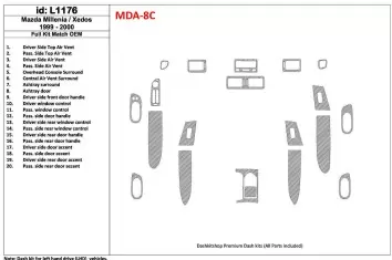 Mazda Milenia 1999-2000 Full Set, OEM Compliance, 20 Parts set BD Interieur Dashboard Bekleding Volhouder