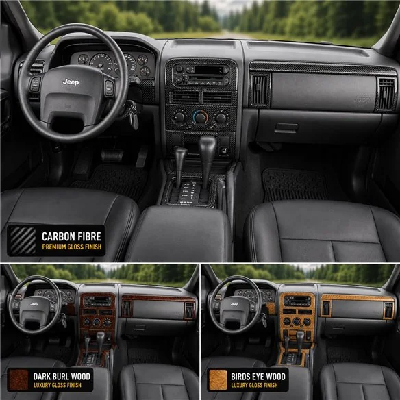 Jeep Grand Cherokee 2003-2004 Basic Set, Overland, Limited, Laredo interieur dashboard decoratieset dashboard decor
