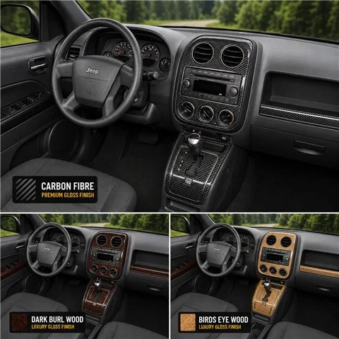 Jeep Compass 2009-UP Full Set, With Auto-stick mission Interior Dashboard Trim Kit Dash Trim Dekor 2