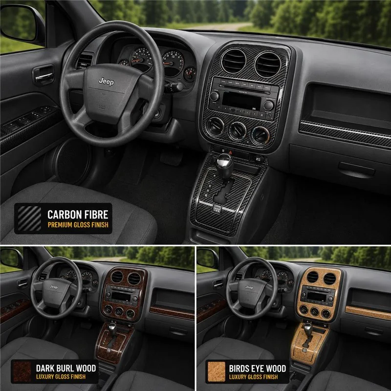 Jeep Compass 2009-heden Full Set, With Auto-stick mission interieur dashboard decoratieset dashboard decor