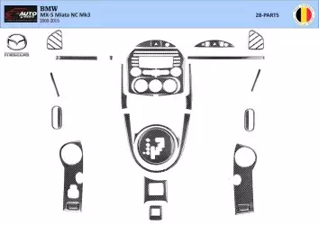 Mazda MX-5 Miata NC Mk3 2009-2015 3D Interior Dashboard Trim Kit Dash Trim Dekor 40-Parts