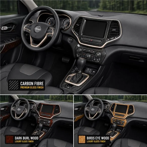 Jeep Cherokee 2014-UP Full Set, Climate-Control Interior Dashboard Trim Kit Dash Trim Dekor