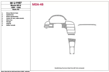 Mazda MX-6 1996-1998 Basic Set, 8 Parts set BD Interieur Dashboard Bekleding Volhouder