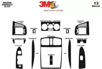 Mazda Premacy 06.99-12.04 3M 3D Interior Dashboard Trim Kit Dash Trim Dekor 13-Parts