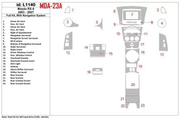 Mazda RX-8 2003-2007 Ensemble Complet, Avec NAVI system BD Kit la décoration du tableau de bord - 2 - habillage decor de tableau