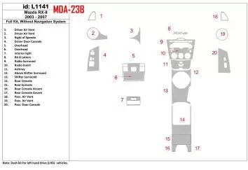 Mazda RX-8 2003-2007 Full Set, Without NAVI system BD Interieur Dashboard Bekleding Volhouder
