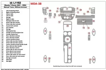 Mazda Tribute 2001-2004 Manual Gearbox , Without Armrest Console Decor de carlinga su interior