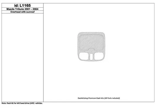 Mazda Tribute 2001-2004 Overhead Console, With Sunroof Interior BD Dash Trim Kit