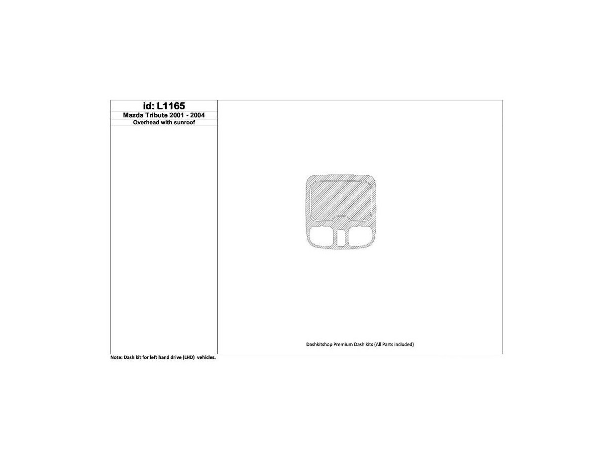 Mazda Tribute 2001-2004 Overhead Console, With Sunroof Interior BD Dash Trim Kit