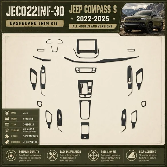 Jeep Compass S 2022-2025 3D interieur dashboard decoratieset dashboard decor 30-delen