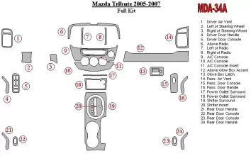 Mazda Tribute 2005-2007 Full Set Interior BD Dash Trim Kit