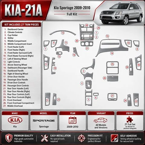 KIA Sportage 2009-2010 kit complet kit décoration intérieure tableau de bord