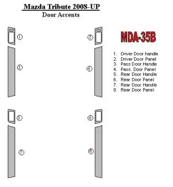 Mazda Tribute 2008-UP Doors Accents Interior BD Dash Trim Kit