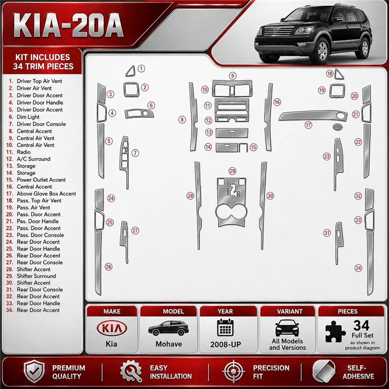 Kia Mohave 2008-heute 3D Cockpit Dekor Interieurleisten Set Full Set / as shown in product diagram-teilig