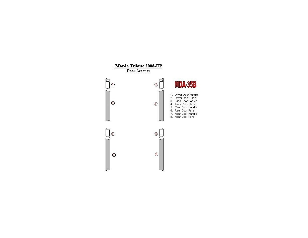 Mazda Tribute 2008-UP Doors Accents Interior BD Dash Trim Kit