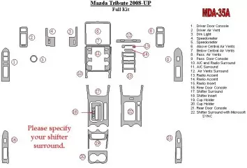 Mazda Tribute 2008-UP Full Set Interior BD Dash Trim Kit