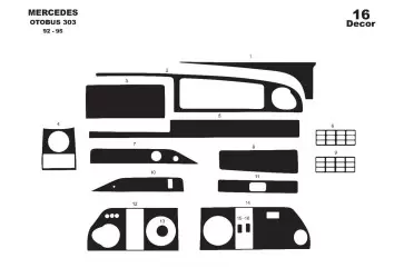 Mercedes 0 303 01.92-01.95 3M 3D Interior Dashboard Trim Kit Dash Trim Dekor 14-Parts