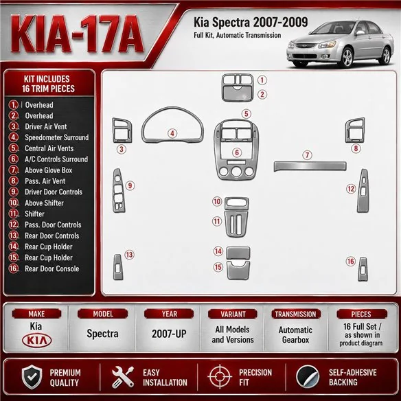 KIA Spectra 2007 - à aujourd’hui kit complet, boîte automatique kit décoration intérieure tableau de bord
