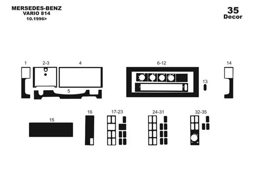 Mercedes 814 Vario 10.1996 3M 3D Interior Dashboard Trim Kit Dash Trim Dekor 35-Parts