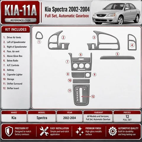 Kia Spectra 2002-2004 set completo; cambio automatico kit rivestimento cruscotto e interni 3D