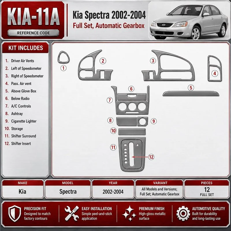 Kia Spectra 2002-2004 Full Set, Automatic Gear interieur dashboard decoratieset dashboard decor