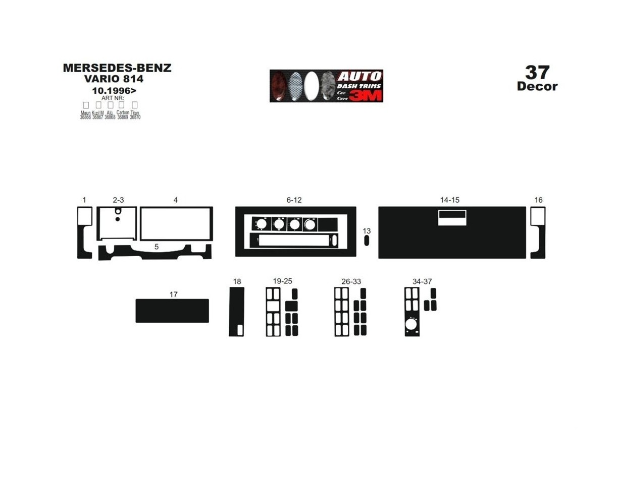 Mercedes 814 Vario 10.1996 Kit Rivestimento Cruscotto all'interno del veicolo Cruscotti personalizzati 37-Decori