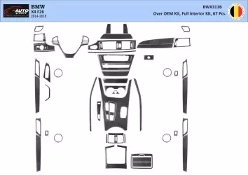BMW X4 F26 2014–2018 3D Interior Dashboard Trim Kit Dash Trim Dekor 54-Parts