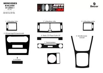 Mercedes A-Class W169 B-Class W245 07.2004 3M 3D Interior Dashboard Trim Kit Dash Trim Dekor 10-Parts