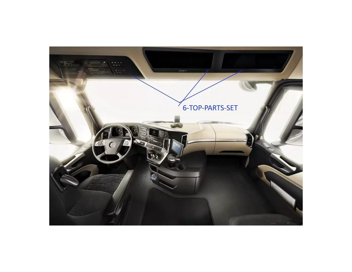 Mercedes Actros Antos 09.2011 3D Inleg dashboard Interieurset aansluitend en pasgemaakt op he 6-Parts