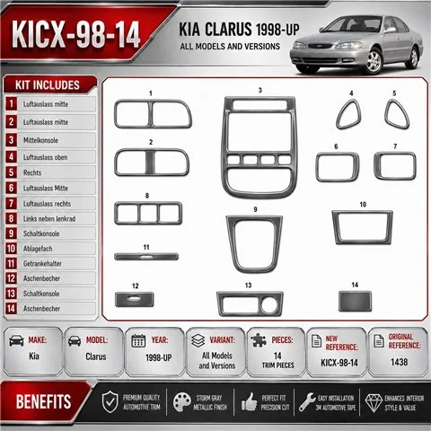 Kia Clarus 1998-heute 3D Cockpit Dekor Interieurleisten Set 14-teilig