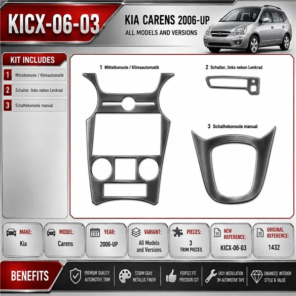 Kia Carens 2006-heute 3D Cockpit Dekor Interieurleisten Set 3-teilig