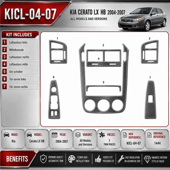 Kia Cerato LX HB 2004-2007 3D Cockpit Dekor Interieurleisten Set 7-teilig